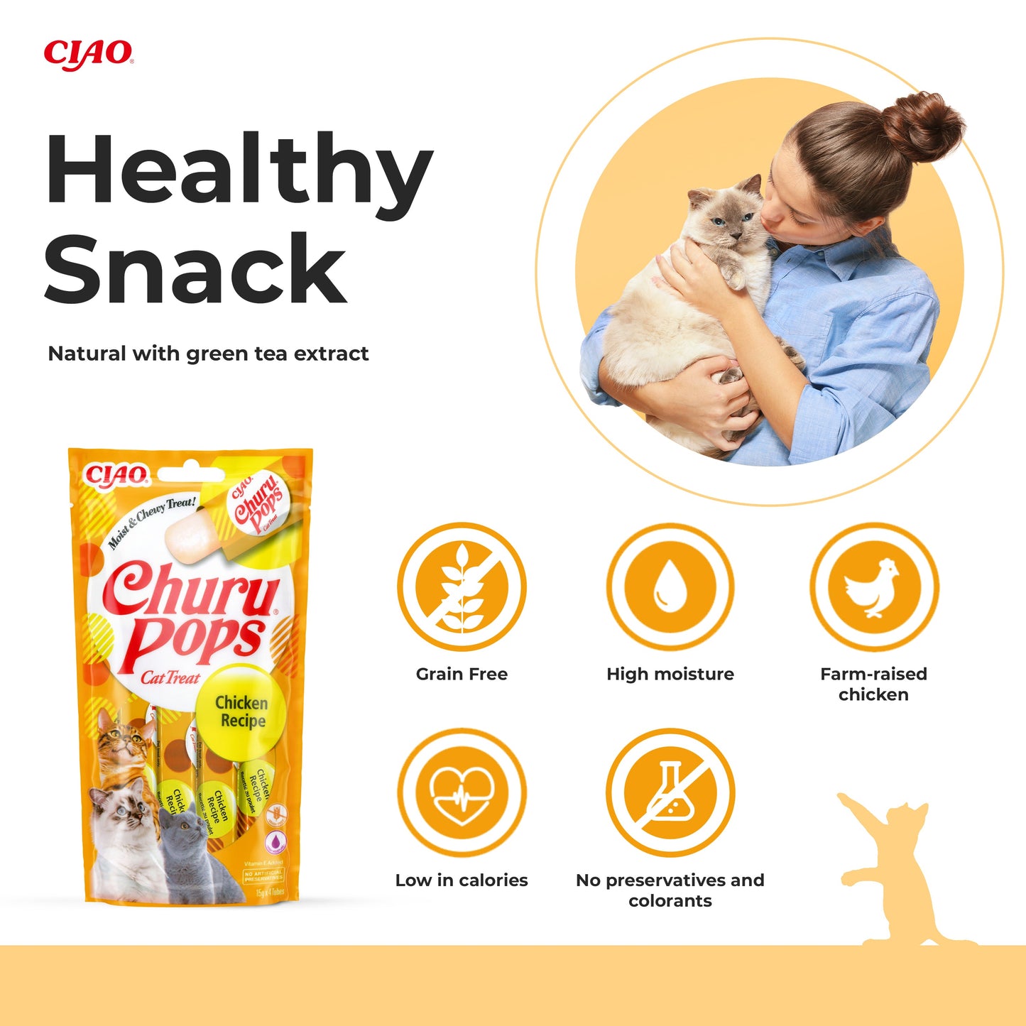 Ciao Churu Pops 4 Pack Cat Treat - Chicken Recipe - 4 x 15g