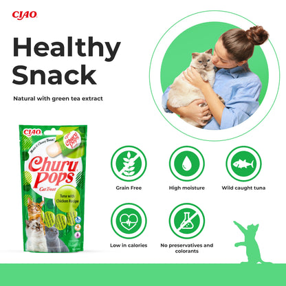 Ciao Churu Pops 4 Pack Cat Treat - Tuna with Chicken Recipe - 4 x 15g