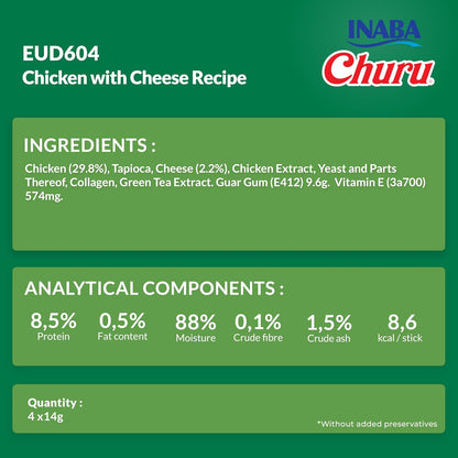 Ciao Churu 4 & 8 Pack Dog Treat - Chicken with Cheese Recipe - 4 x 14g & 8 x 20g