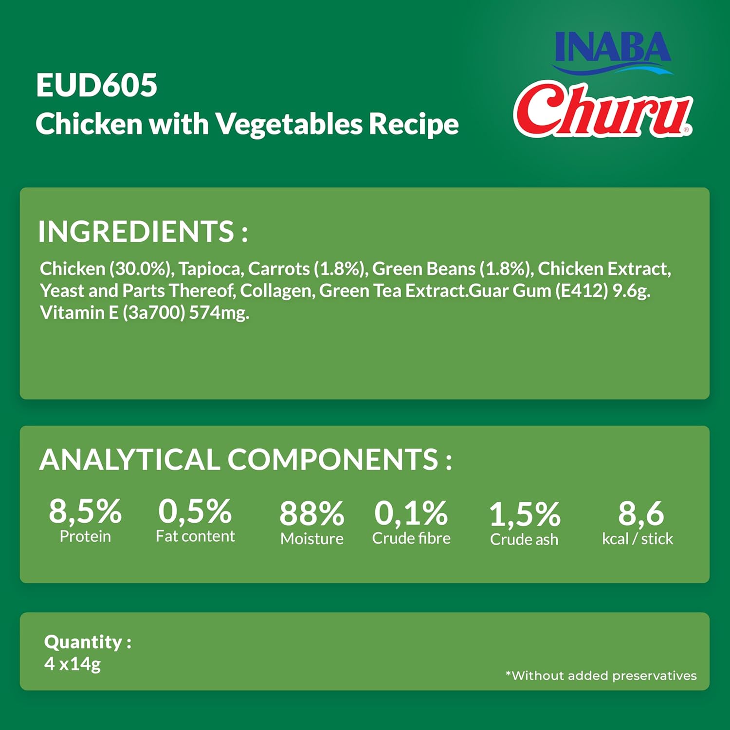 Ciao Churu 4 & 8 Pack Dog Treat - Chicken with Vegetables Recipe - 4 x 14g & 8 x 20g