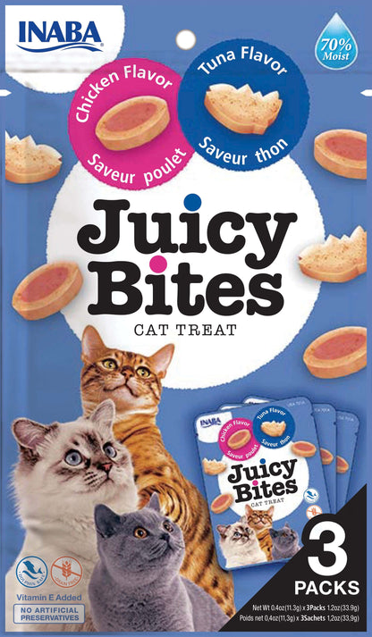 Front View of Ciao Juicy Bites Cat Treat - Tuna & Chicken Flavour - 3 x 11.3g
