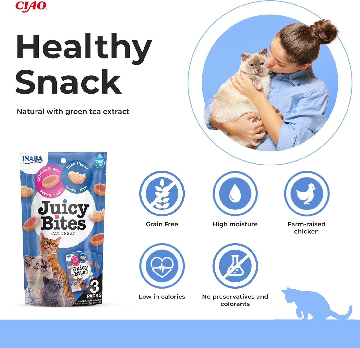 Ciao Juicy Bites Cat Treat - Tuna & Chicken Flavour - 3 x 11.3g