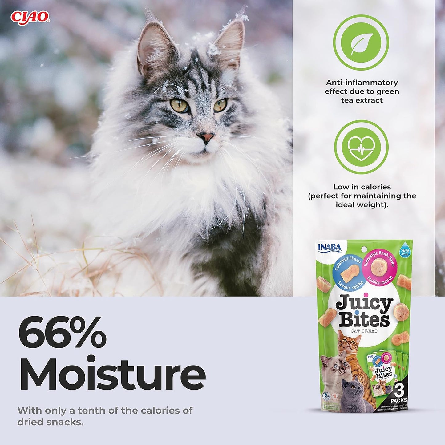 Ciao Juicy Bites Cat Treat - Homestyle Broth & Calamari Flavour - 3 x 11.3g