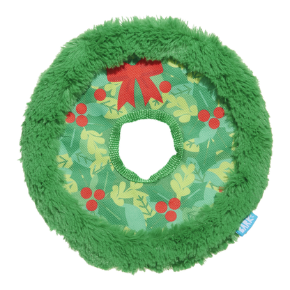 Front View of BARK Christmas Wreath Toss Dog Toy - One Size