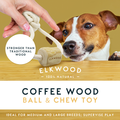 Elkwood Coffee Wood Ball & Chew Dog Toy