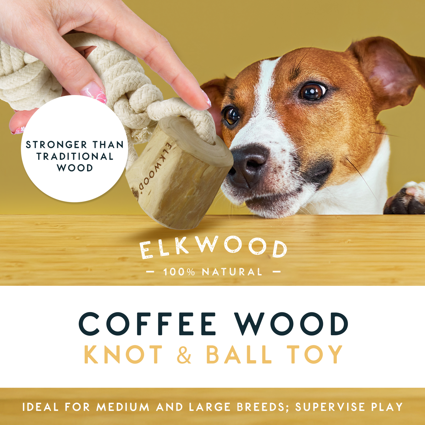 Elkwood Coffee Wood Dumbbell Dog Toy