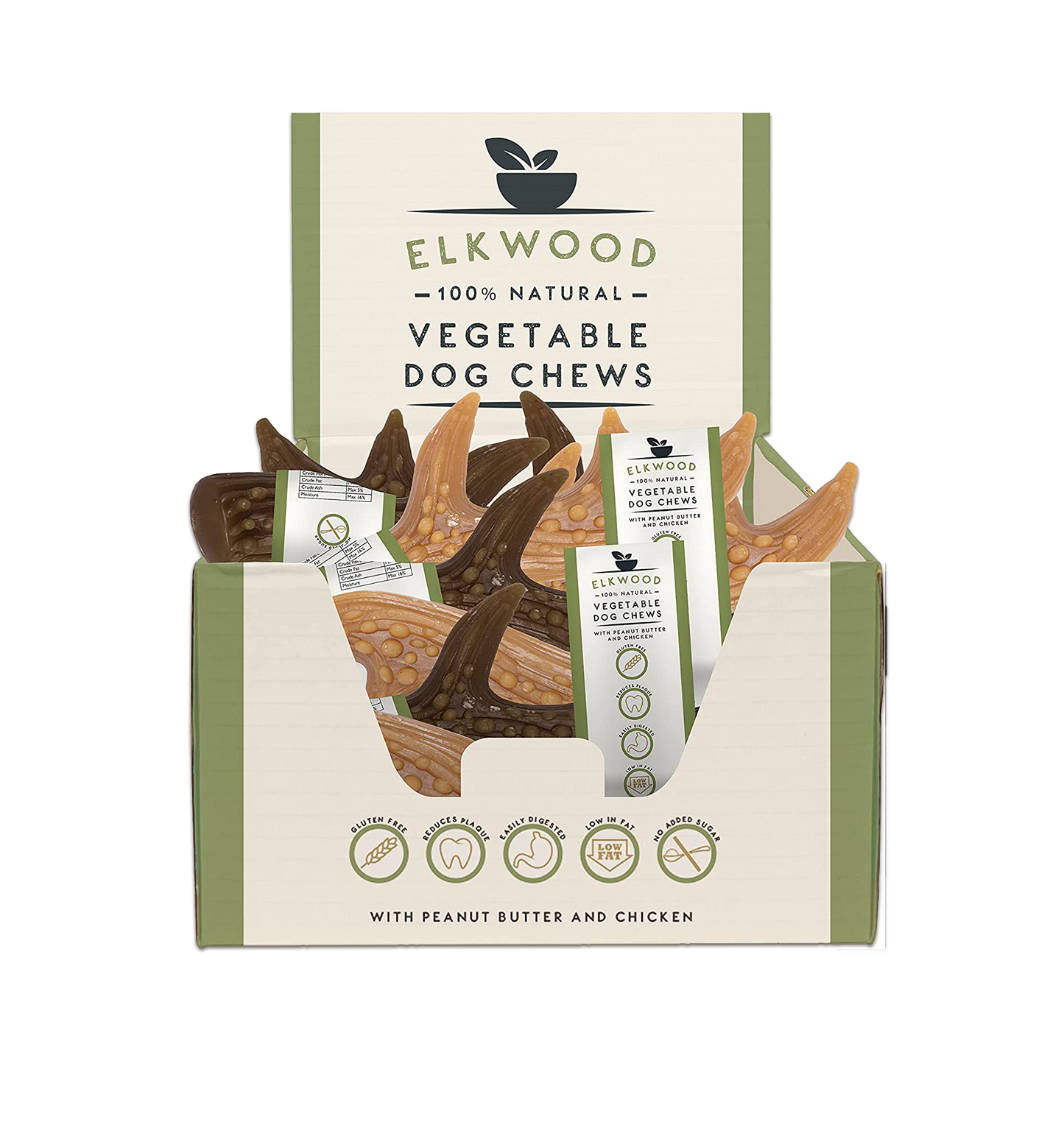 Elkwood 100% Natural Vegetable Antler Dog Treats - Medium | 50-Pack