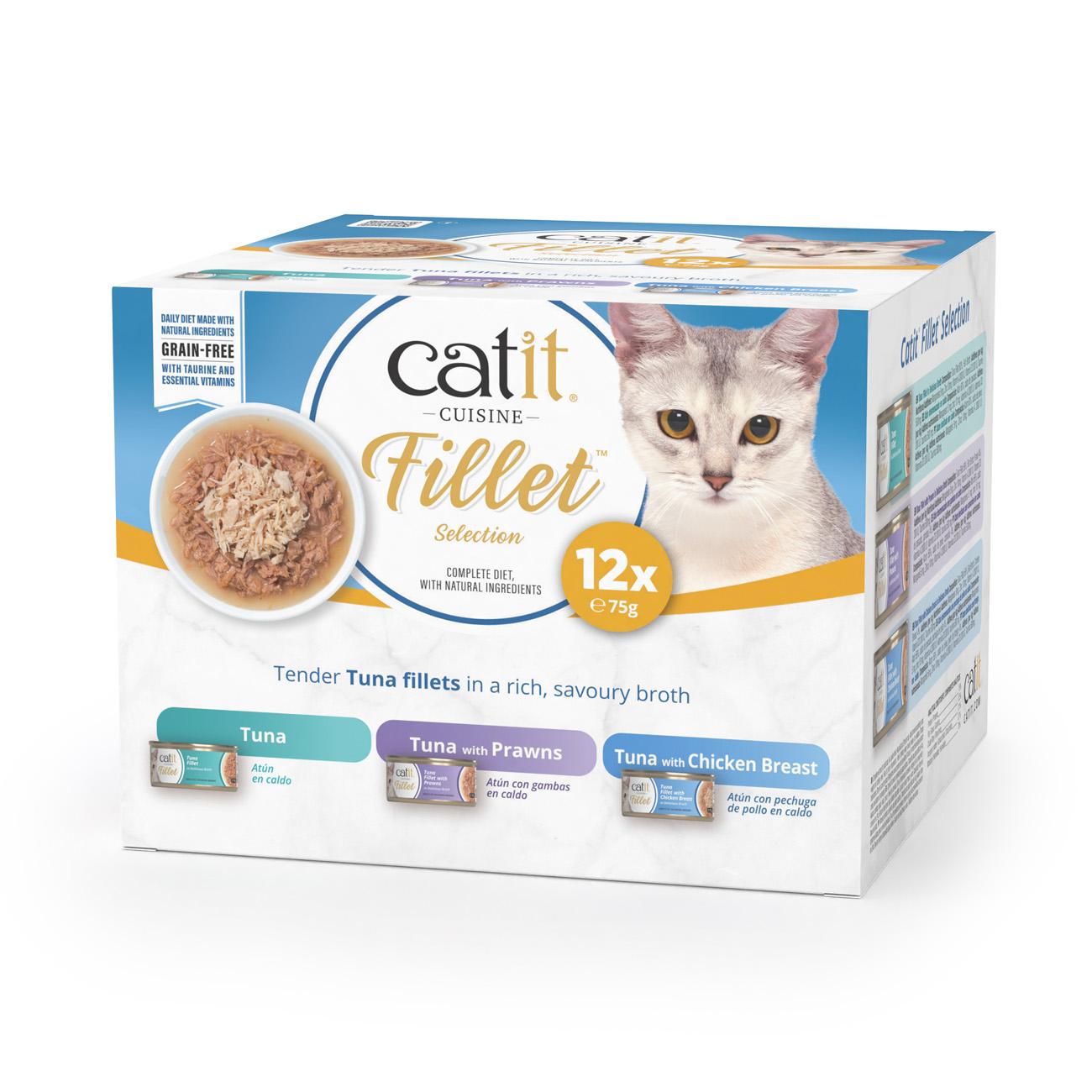 Front View of Catit Cuisine Tuna Fillet Variety Pack Wet Cat Food - 12 x 75g