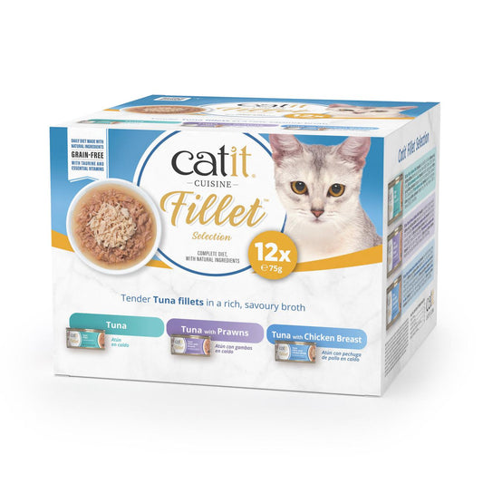 Front View of Catit Cuisine Tuna Fillet Variety Pack Wet Cat Food - 12 x 75g