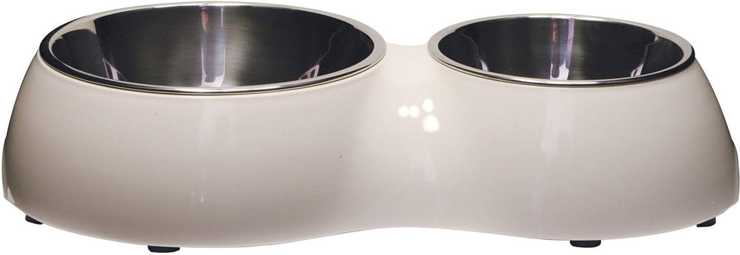 Front View of Catit Double Diner Cat Bowl - White - 350ml & 160ml