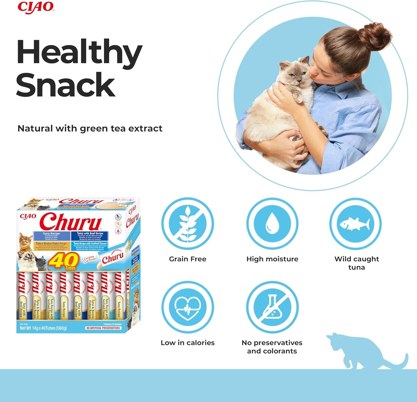 Ciao Churu 40 Pack Box Cat Treat - Tuna Varieties - 40 x 14g