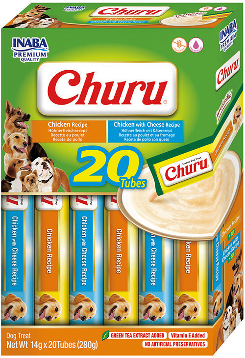 Front View of Ciao Churu 20 Pack Dog Treat - Chicken Variety - 20 x 14g
