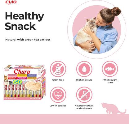 Ciao Churu 60 Pack Box Cat Treat - Tuna Varieties - 60 x 14g