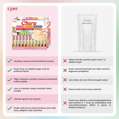 Ciao Churu 60 Pack Box Cat Treat - Tuna Varieties - 60 x 14g