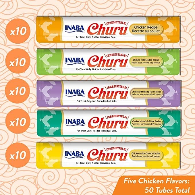 Ciao Churu 50 Pack Cat Treat - Chicken Varieties - 50 x 14g
