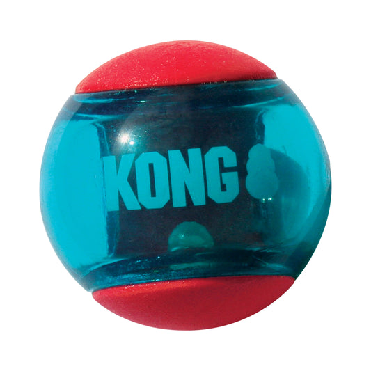 Front View of KONG Squeezz Action Ball Red Medium Dog Toy - 3 Pack