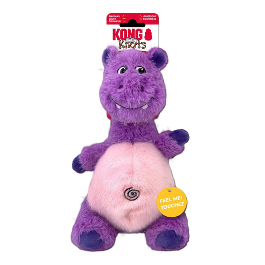 Front View of KONG Knots Belly Hippo Dog Toy - Medium/Large
