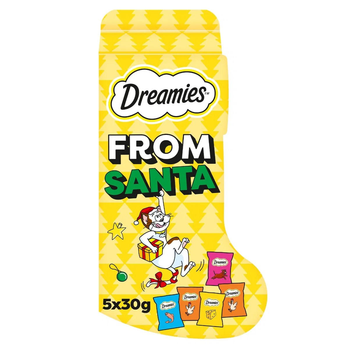 Front View of Dreamies Christmas Stocking Cat Treats - One Size