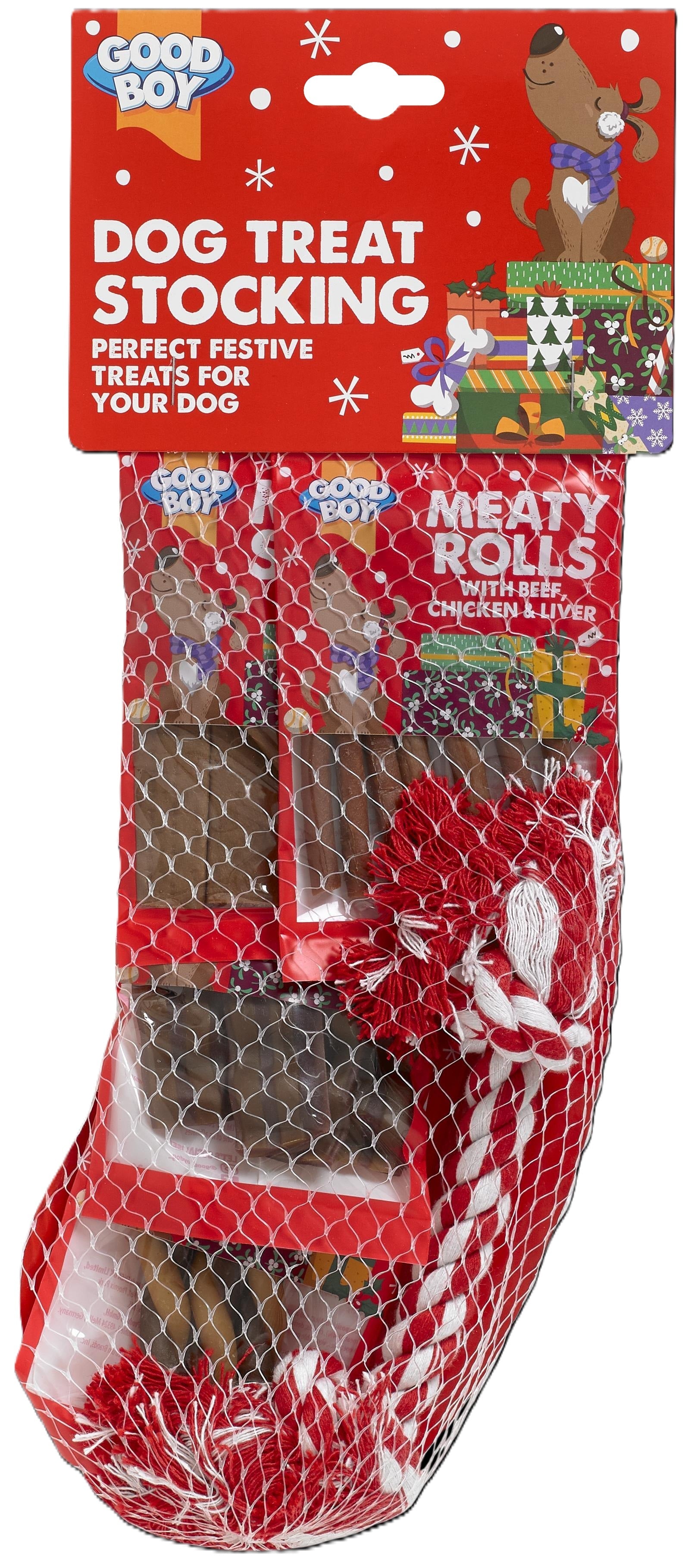 Front View of Good Boy Christmas Stocking Treat for Dogs