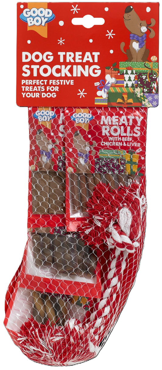 Front View of Good Boy Christmas Stocking Treat for Dogs