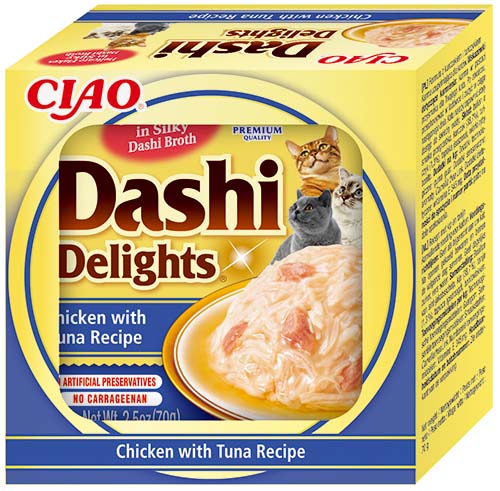 Front View of Ciao Dashi Delights Wet Cat Food - Chicken with Tuna Recipe - 70 g