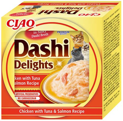 Front View of Ciao Dashi Delights Wet Cat Food - Chicken with Tuna & Salmon Recipe - 70 g