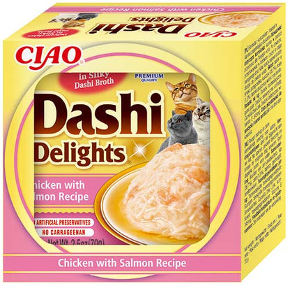 Front View of Ciao Dashi Delights Wet Cat Food - Chicken with Salmon Recipe - 70 g