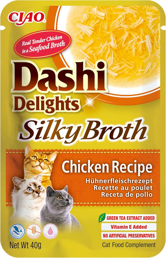 Front View of Ciao Dashi Delights Silky Broth Wet Cat Food - Chicken Recipe - 40 g
