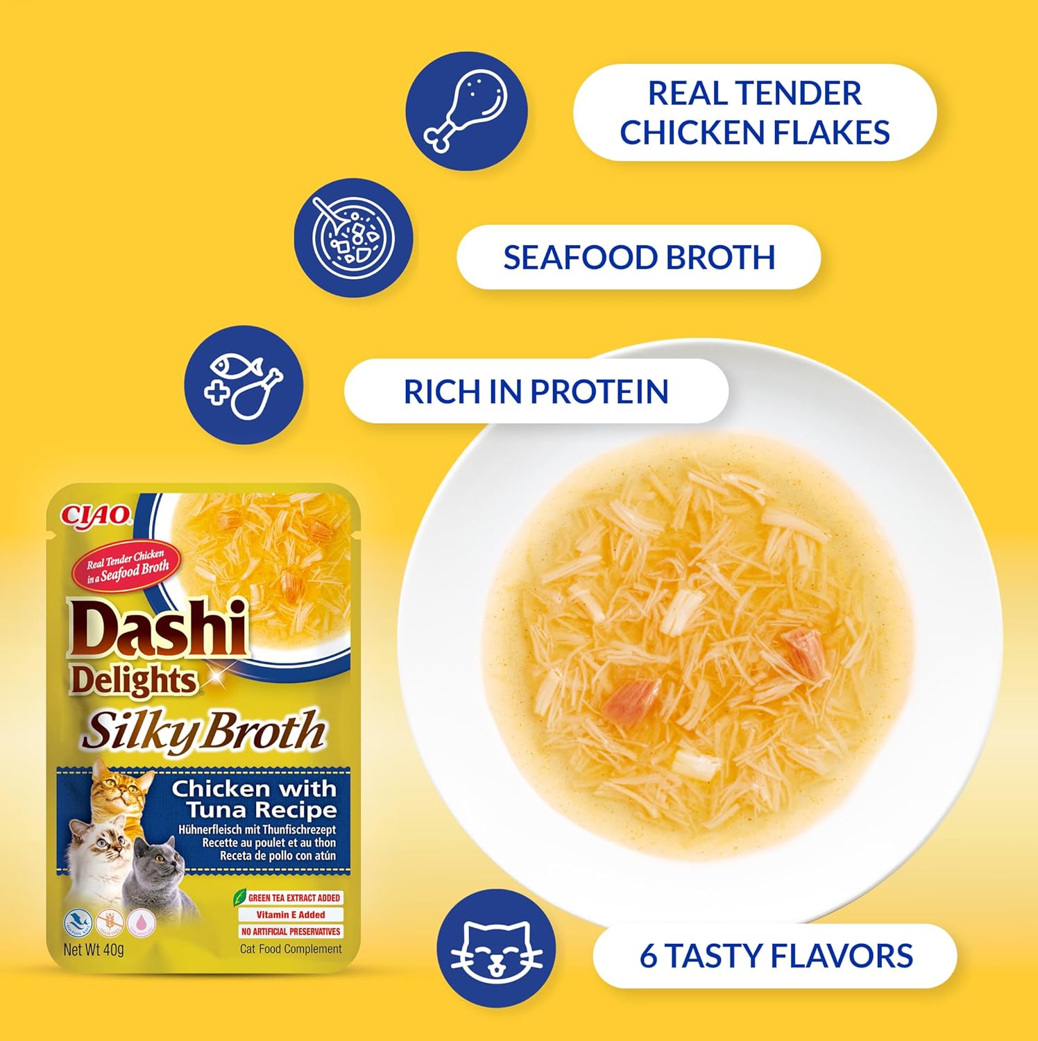 Ciao Dashi Delights Silky Broth Wet Cat Food - Chicken with Tuna Recipe - 40 g