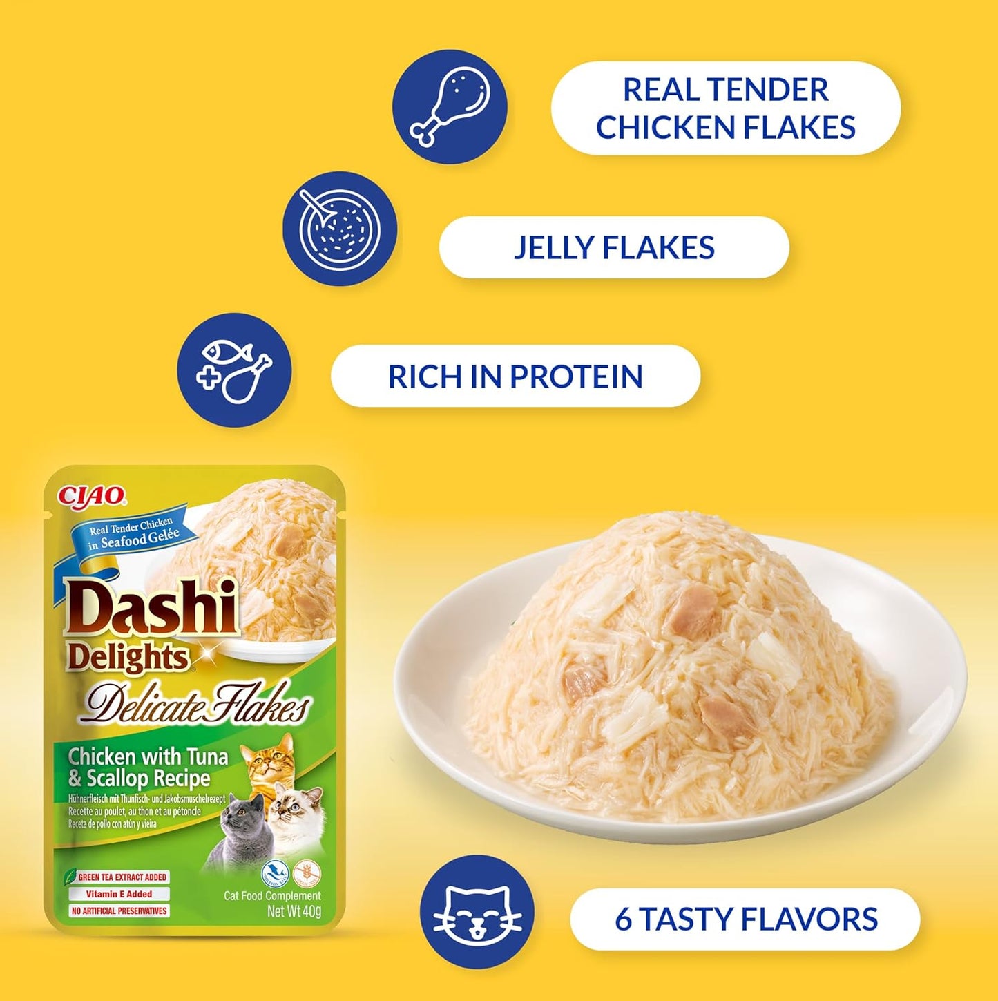 Ciao Dashi Delights Delicate Flakes Wet Cat Food - Chicken with Salmon Recipe - 40 g