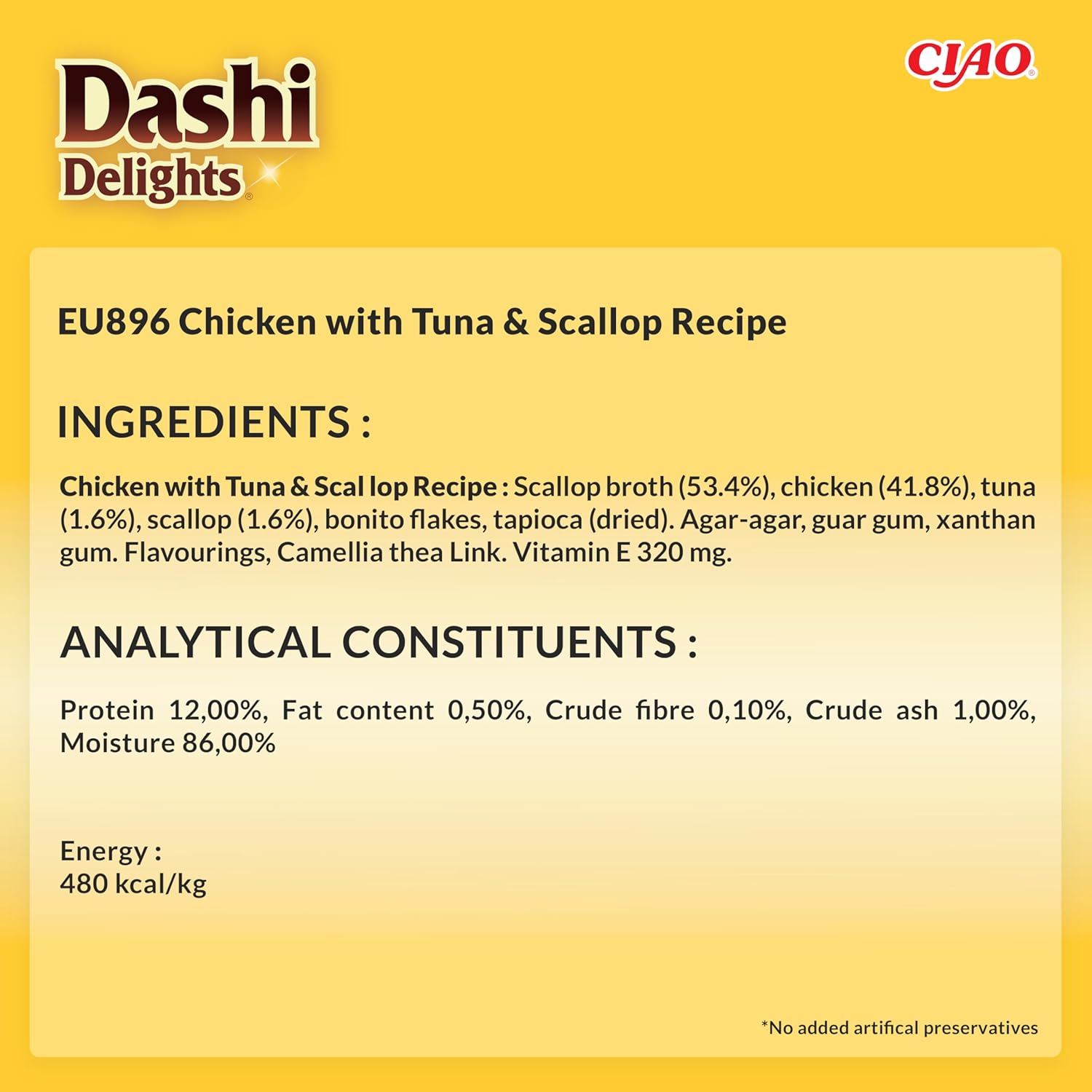 Ciao Dashi Delights Delicate Flakes Wet Cat Food - Chicken with Tuna & Scallop Recipe - 40 g