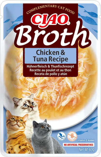 Front View of Ciao Broth Cat Treat - Chicken & Tuna Recipe - 40 g