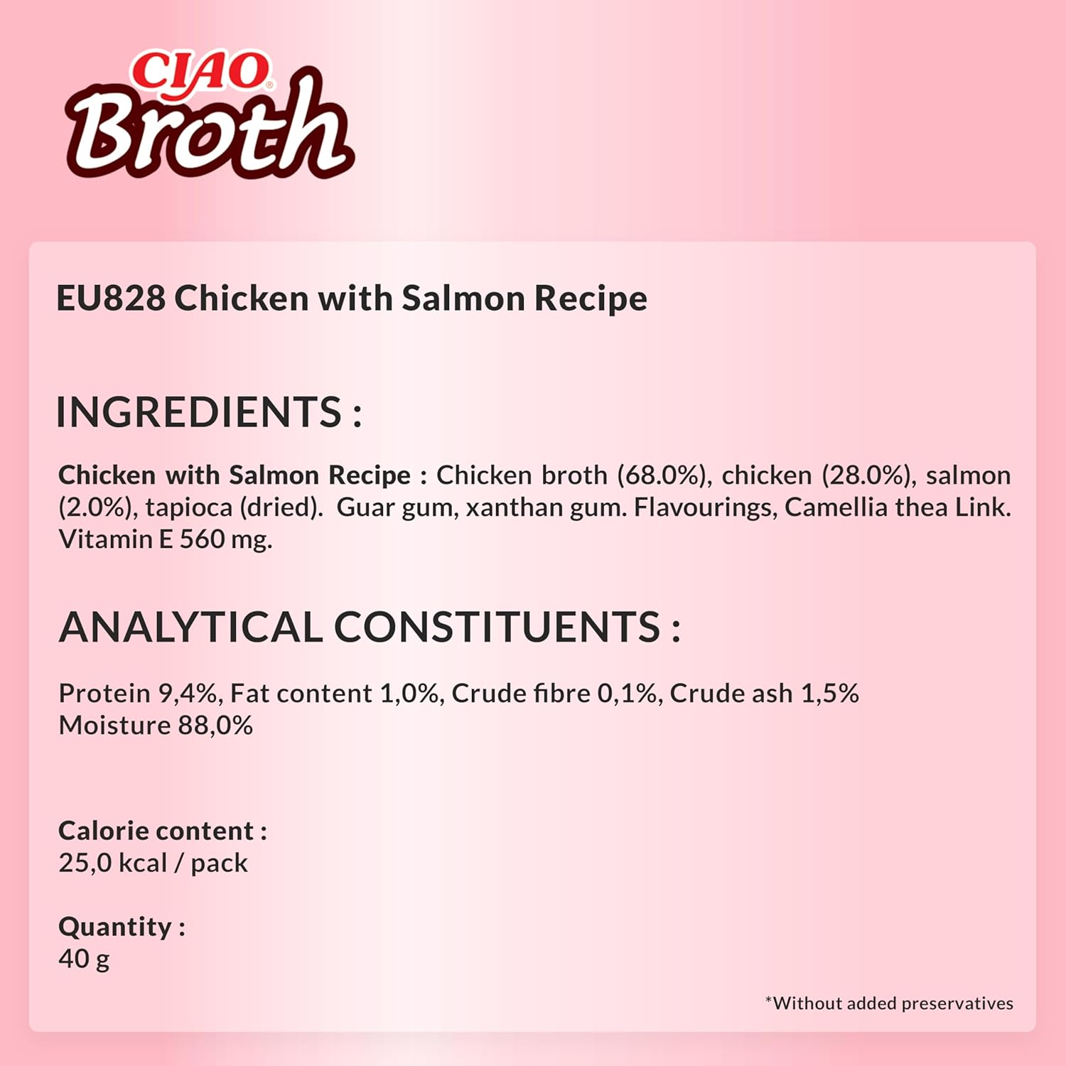 Ciao Broth Cat Treat - Chicken with Salmon Recipe - 40 g