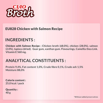 Ciao Broth Cat Treat - Chicken with Salmon Recipe - 40 g