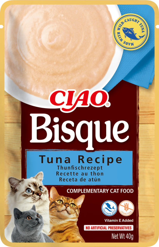 Front View of Ciao Bisque Cat Treat - Tuna Recipe - 40 g