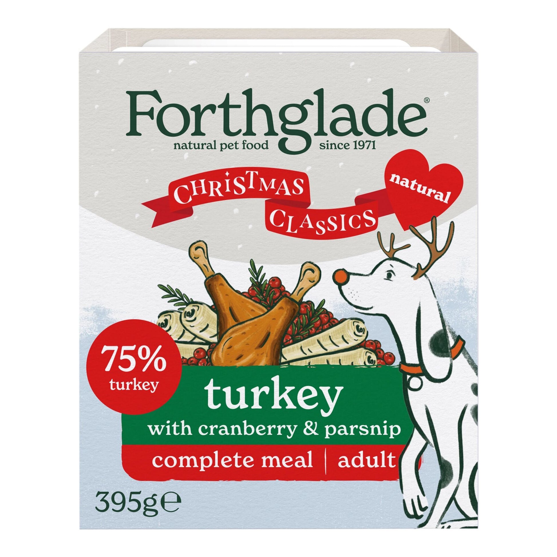 Front View of Forthglade Christmas Dinners Grain-free Adult Wet Dog Food - Turkey - 395g