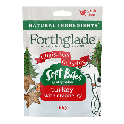 Front View of Forthglade Christmas Natural Soft Dog Treat - Turkey & Cranberry - 90g