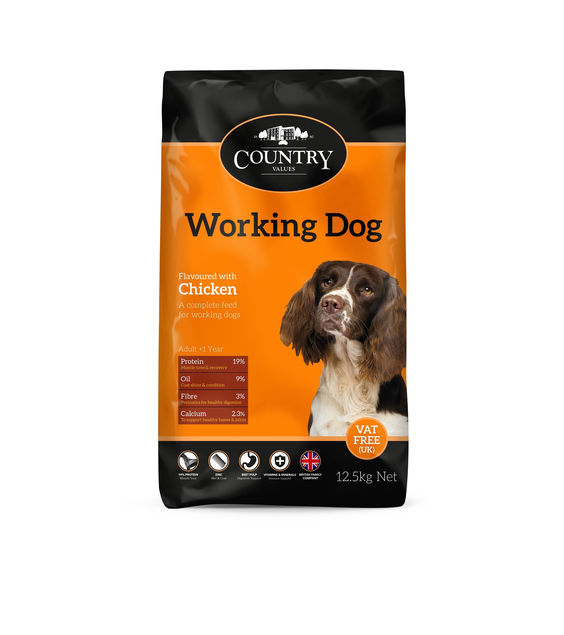 Front View of Country Value Dry Dog Food - Chicken - 12.5kg