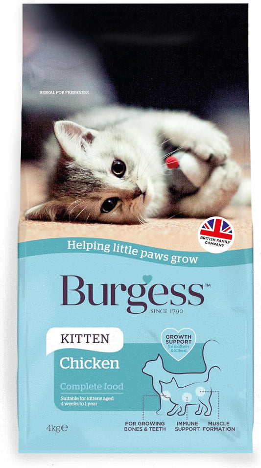 Front View of Burgess Cat Kitten Complete Dry Cat Food - Chicken - 4kg