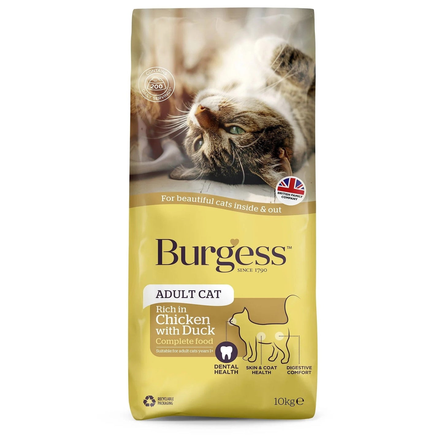 Burgess Cat Adult Dry Cat Food - Chicken with Duck - 4kg & 10kg