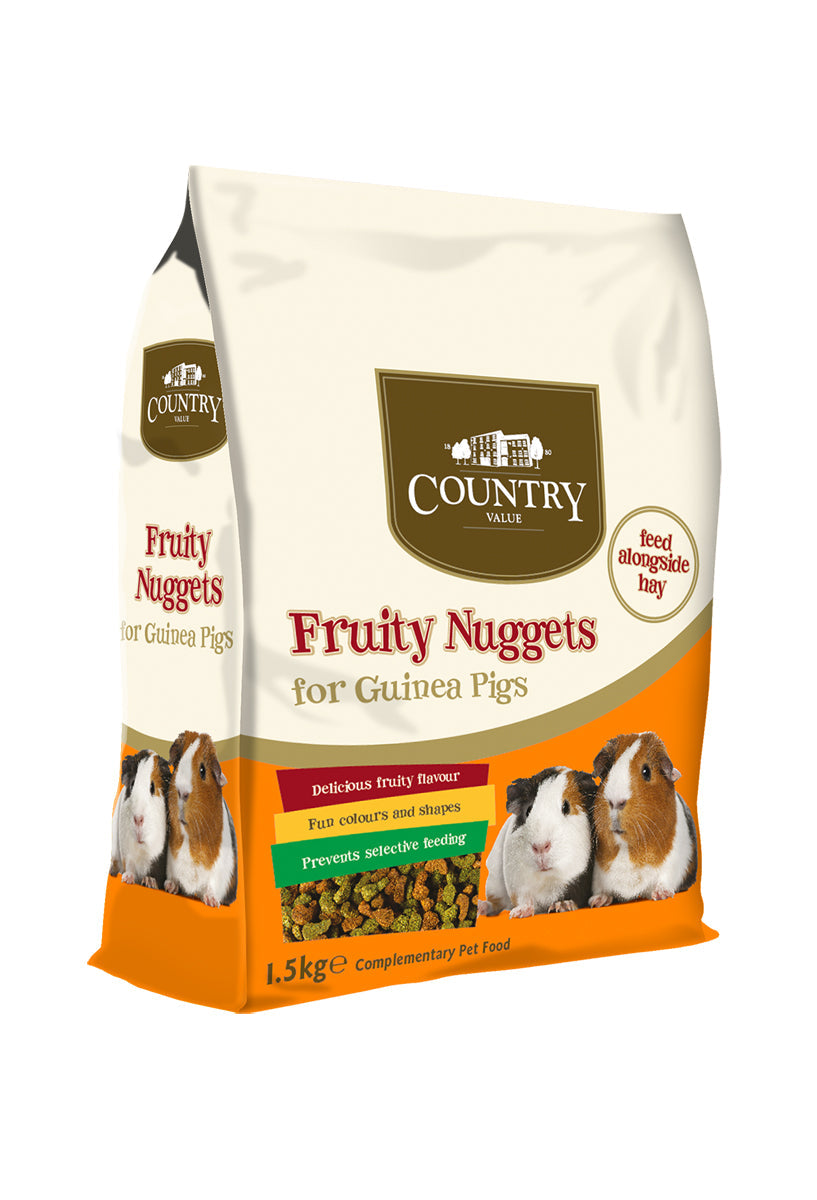 Front View of Country Value Fruity Nuggets for Guinea Pigs - 1.5kg