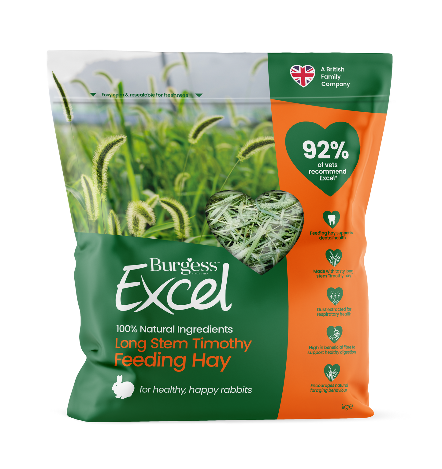 Burgess Excel Long Stem Timothy Feeding Hay for Rabbits