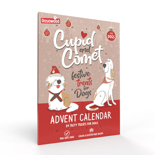Front View of Cupid and Comet Christmas Advent Calendar Treat for Dogs - 70g