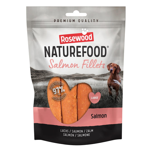Front View of Naturefood Fillets Dog Treats - Salmon - 150g