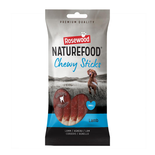 Front View of Naturefood Chewy Sticks Small Breed Dog Treats - Lamb - 72g