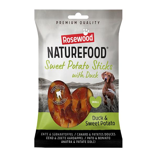 Front View of Naturefood Wrapped Sticks Dog Treats - Duck & Sweet Potato - 80g