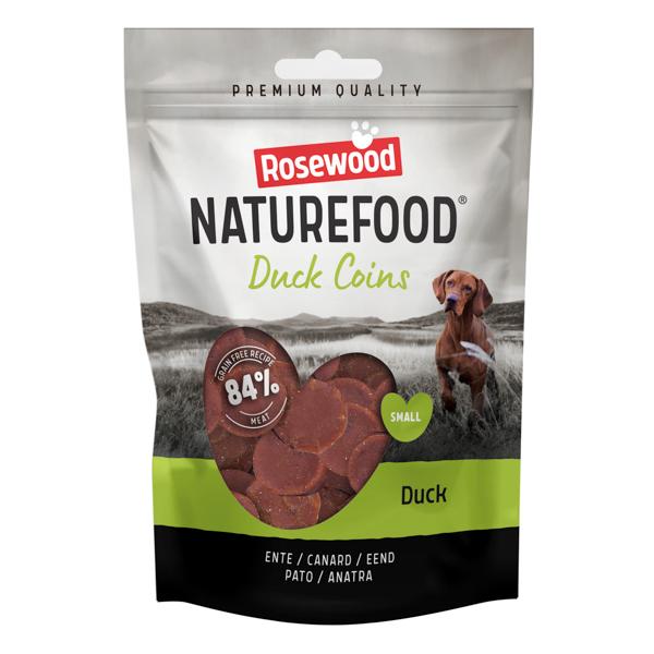 Front View of Naturefood Coins Dog Treats - Duck - 100g