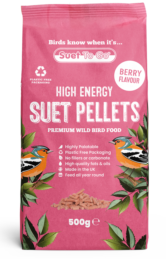 Front View of Suet to Go Suet Pellets Wild Bird Food - Berry - 500g