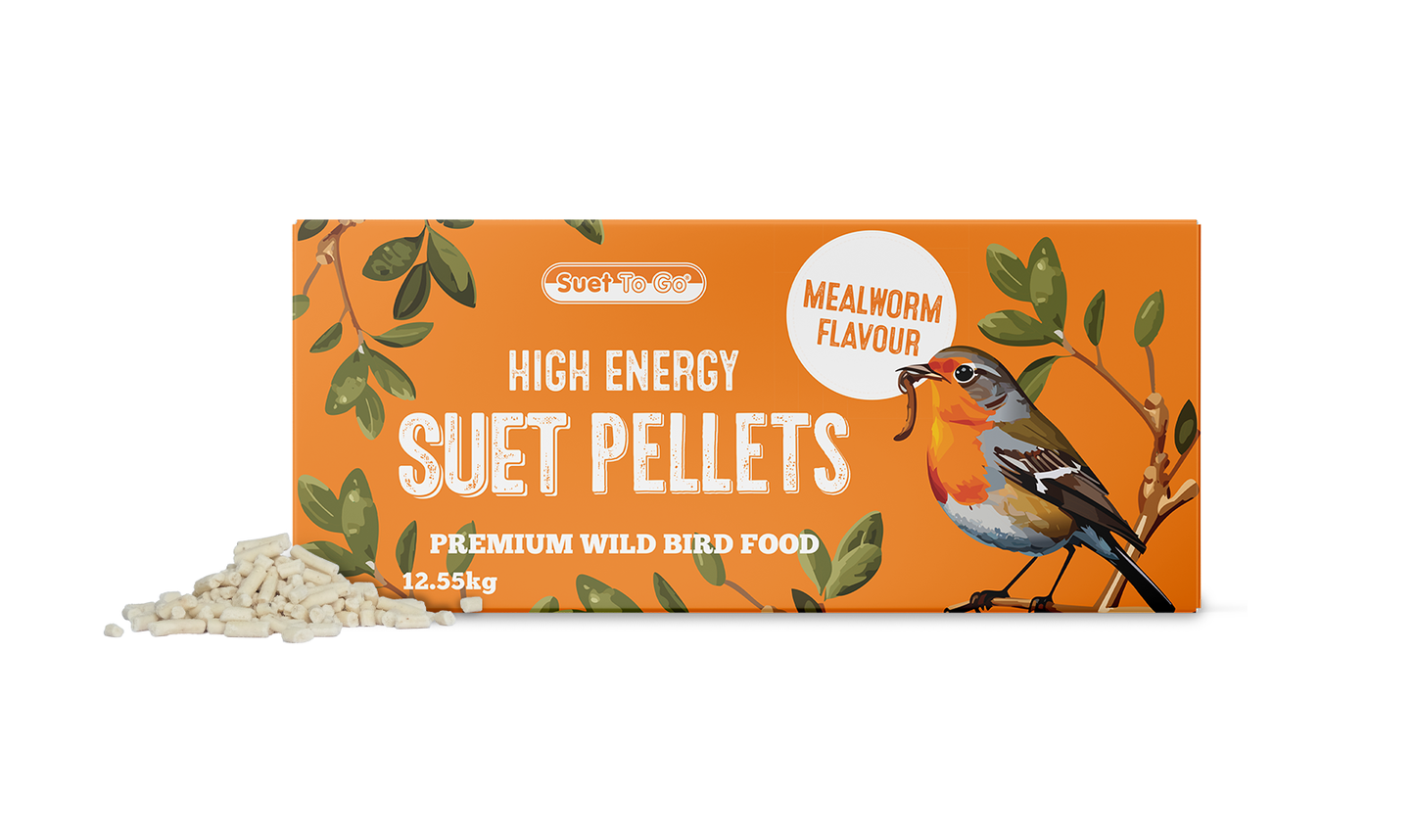 Front View of Suet to Go Suet Pellets Wild Bird Food - Mealworm - 12.55kg
