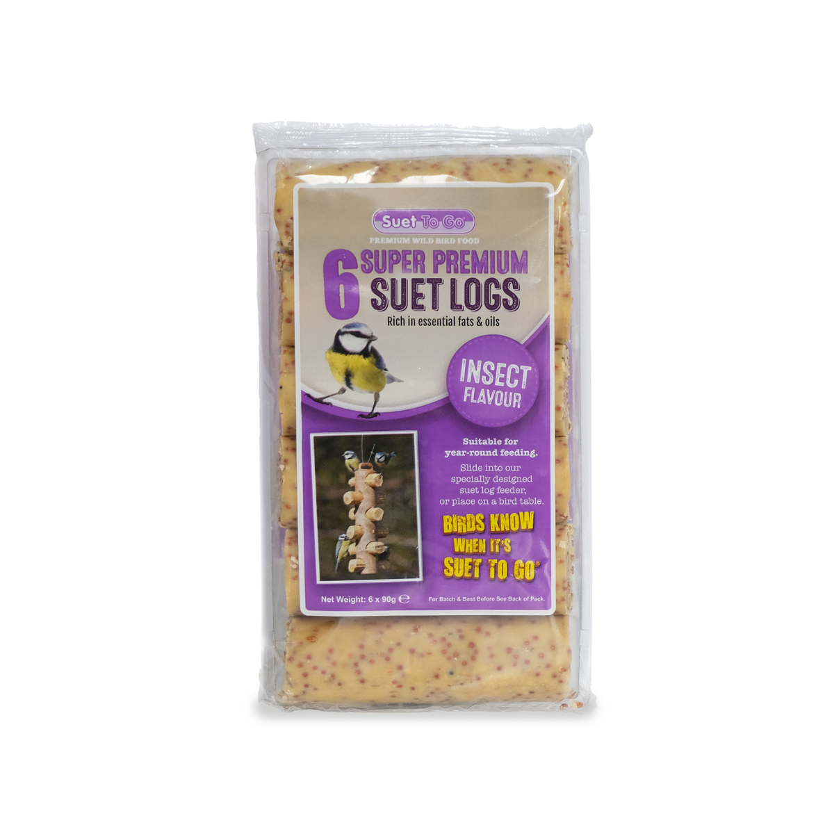 Suet to Go Suet Logs Insect Super Premium Wild Bird Food